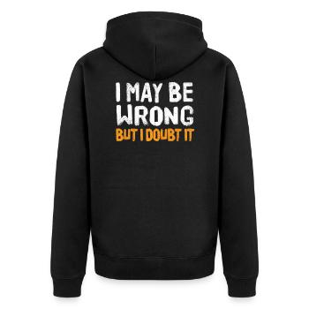 Funny quote - Unisex Premium Organic Zip Hoodie - black - Back - Nico (187cm)