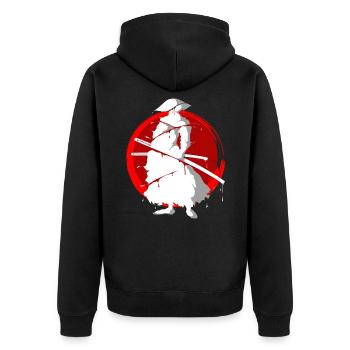 Japan - Unisex Premium Bio Zip Hoodie - Schwarz - Hinten - Nico (187cm)
