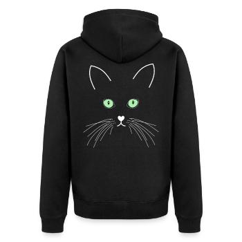 Chat aux yeux verts - Veste à capuche bio Premium Unisexe - noir - Dos - Nico (187cm)