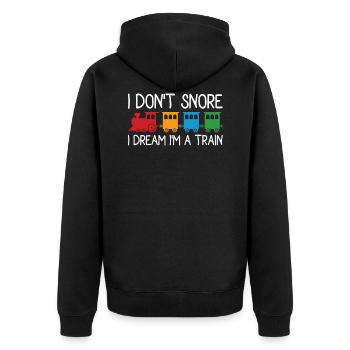 Zug - Unisex Premium Bio Zip Hoodie - Schwarz - Hinten - Nico (187cm)