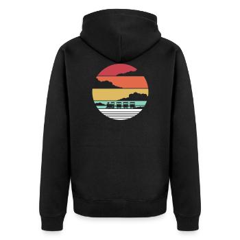 Zug Züge Modeleisenbahn Eisenbahn Geschenk - Unisex Premium Bio Zip Hoodie - Schwarz - Hinten - Nico (187cm)