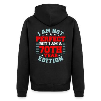 70. Geburtstag 70 Jahre alt 70. Party Geschenkidee - Unisex Premium Bio Zip Hoodie - Schwarz - Hinten - Nico (187cm)