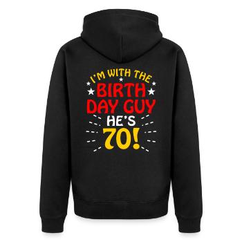 70. Geburtstag 70 Jahre alt 70. Party Geschenkidee - Unisex Premium Bio Zip Hoodie - Schwarz - Hinten - Nico (187cm)