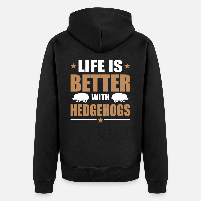 Igel - Unisex Premium Bio Zip Hoodie - Schwarz