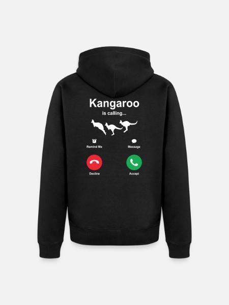Känguru - Unisex Premium Bio Zip Hoodie - Schwarz