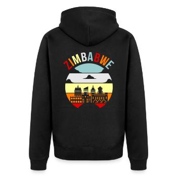 Zimbabwe - Unisex Premium Organic Zip Hoodie - black - Back - Nico (187cm)