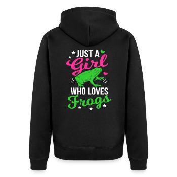 Frog - Unisex Premium Organic Zip Hoodie - black - Back - Nico (187cm)
