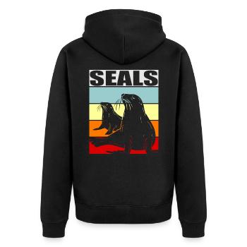 Seal - Unisex Premium Organic Zip Hoodie - black - Back - Nico (187cm)