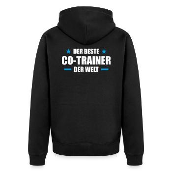 Der beste Co-Trainer der Welt - Unisex Premium Bio Zip Hoodie - Schwarz - Hinten - Nico (187cm)