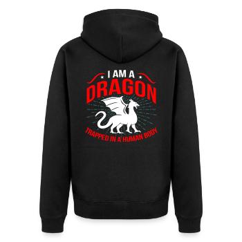 Dragon shirt gift idea - Unisex Premium Organic Zip Hoodie - black - Back - Nico (187cm)