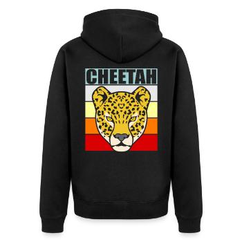 Gepard - Unisex Premium Bio Zip Hoodie - Schwarz - Hinten - Nico (187cm)