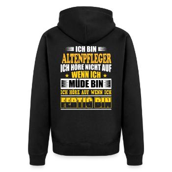Ich bin Altenpfleger - Unisex Premium Bio Zip Hoodie - Schwarz - Hinten - Nico (187cm)