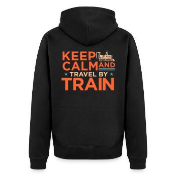 Zug - Unisex Premium Bio Zip Hoodie - Schwarz - Hinten - Nico (187cm)