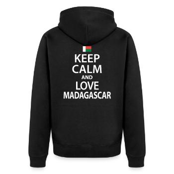 Madagaskar - Unisex Premium Bio Zip Hoodie - Schwarz - Hinten - Nico (187cm)