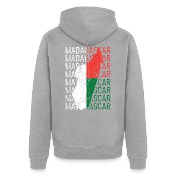 Madagascar - Unisex Premium Organic Zip Hoodie - heather grey - Back - Nico (187cm)