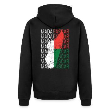 Madagaskar - Unisex Premium Bio Zip Hoodie - Schwarz - Hinten - Nico (187cm)