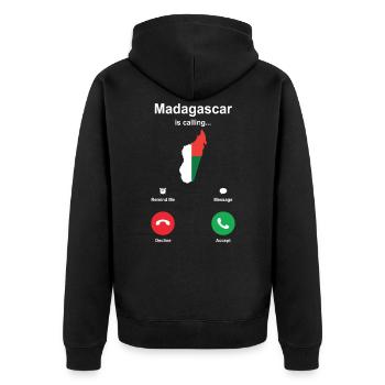 Madagaskar Afrika Shirt Geschenkidee - Unisex Premium Bio Zip Hoodie - Schwarz - Hinten - Nico (187cm)