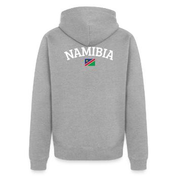 Namibia - Unisex Premium Organic Zip Hoodie - heather grey - Back - Nico (187cm)