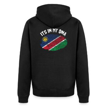 Namibia - Unisex Premium Organic Zip Hoodie - black - Back - Nico (187cm)