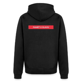 Pamet u glavu - Unisex Premium Bio Zip Hoodie - Schwarz - Hinten - Nico (187cm)