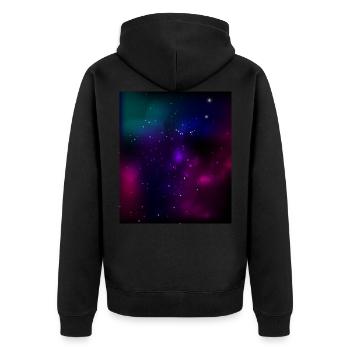 Galaxie - Nordlichter - Unisex Premium Bio Zip Hoodie - Schwarz - Hinten - Nico (187cm)
