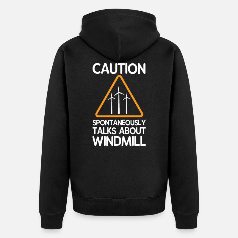 Windmühle - Unisex Premium Bio Zip Hoodie - Schwarz