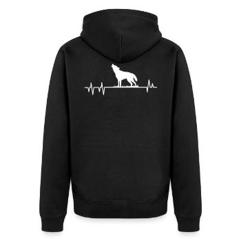 wolf - Unisex Premium Organic Zip Hoodie - black - Back - Nico (187cm)
