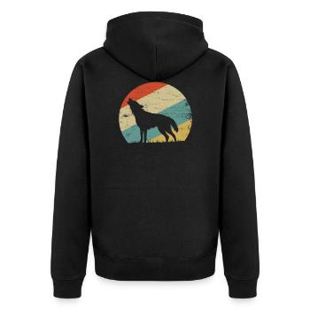 wolf - Unisex Premium Organic Zip Hoodie - black - Back - Nico (187cm)