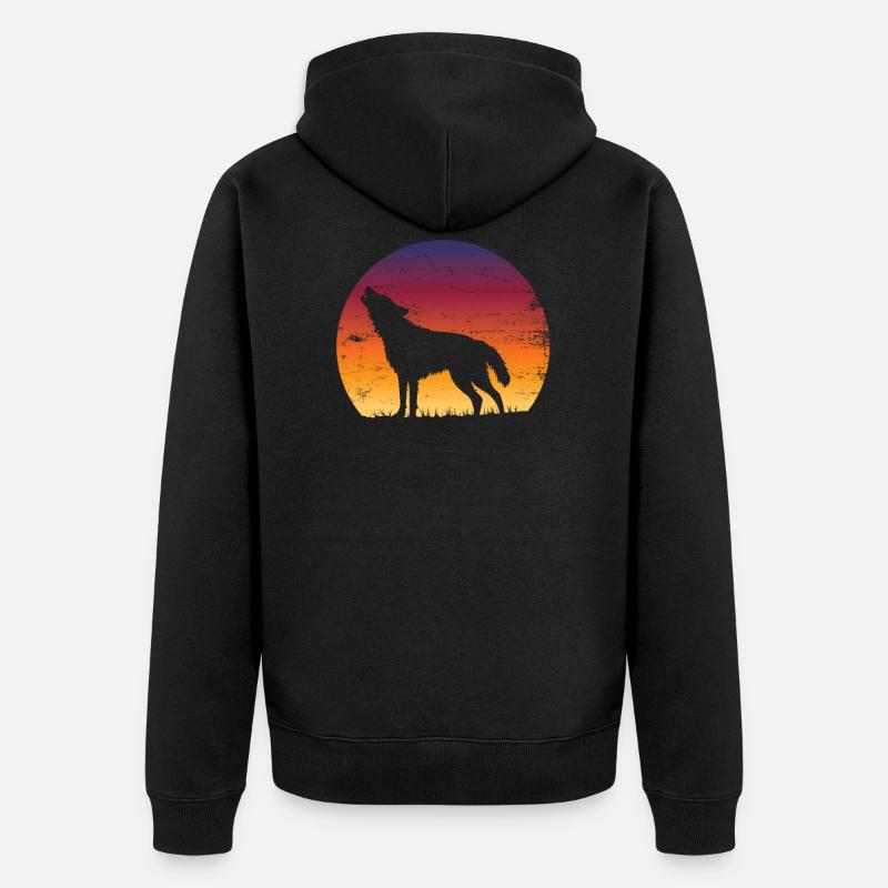 Wolf Geschenkidee Wolf Liebhaber - Unisex Premium Bio Zip Hoodie - Schwarz