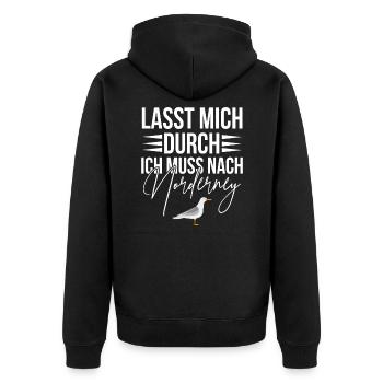 Norderney - Unisex Premium Bio Zip Hoodie - Schwarz - Hinten - Nico (187cm)
