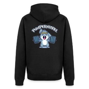 Pumpernickel Pumper karnickel Häschen - Unisex Premium Bio Zip Hoodie - Schwarz - Hinten - Nico (187cm)