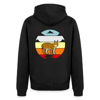 Luchs Wildkatze Shirt Geschenkidee - Unisex Premium Bio Zip Hoodie - Schwarz - Hinten - Nico (187cm)