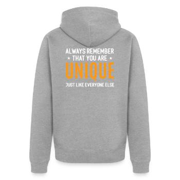Funny quote - Unisex Premium Organic Zip Hoodie - heather grey - Back - Nico (187cm)