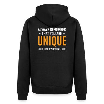 Citation drôle - Veste à capuche bio Premium Unisexe - noir - Dos - Nico (187cm)