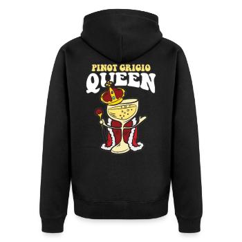 PINOT GRIGIO QUEEN - Unisex Premium Bio Zip Hoodie - Schwarz - Hinten - Nico (187cm)