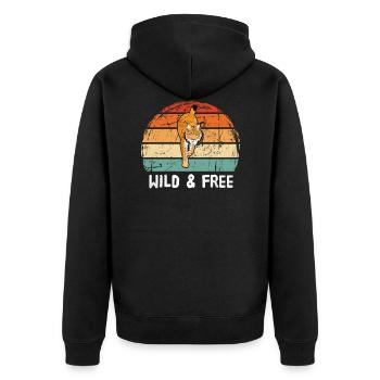 lynx - Unisex Premium Organic Zip Hoodie - black - Back - Nico (187cm)