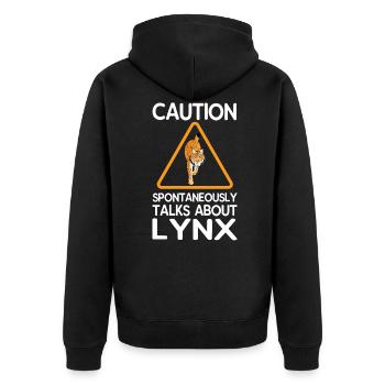 lynx - Unisex Premium Organic Zip Hoodie - black - Back - Nico (187cm)
