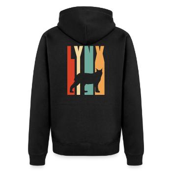 Luchs Wildkatze Shirt Geschenkidee - Unisex Premium Bio Zip Hoodie - Schwarz - Hinten - Nico (187cm)