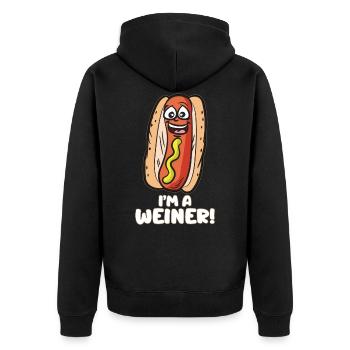 IM A WEINER Freche Wurst Würschen Hotdog Humor - Unisex Premium Bio Zip Hoodie - Schwarz - Hinten - Nico (187cm)