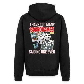 Brettspiel Lustiger Spruch Gesellschaftsspiel - Unisex Premium Bio Zip Hoodie - Schwarz - Hinten - Nico (187cm)