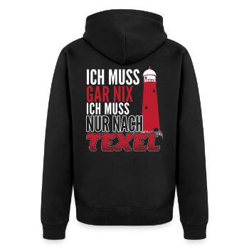 Holland Insel Texel Leuchtturm Geschenk - Unisex Premium Bio Zip Hoodie - Schwarz - Hinten - Nico (187cm)