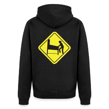 PINBALL Straßenschild Humor Flipper Spieler Witz - Unisex Premium Bio Zip Hoodie - Schwarz - Hinten - Nico (187cm)