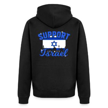 Israel - Unisex Premium Bio Zip Hoodie - Schwarz - Hinten - Nico (187cm)