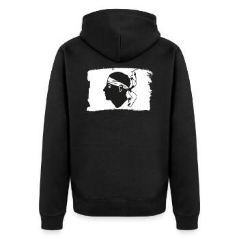 Korsika Flagge Fahne - Unisex Premium Bio Zip Hoodie - Schwarz - Hinten - Nico (187cm)