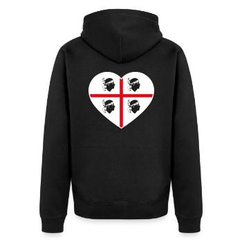 Sardinien Flagge Fahne Herz Italien Sardinia Sarde - Unisex Premium Bio Zip Hoodie - Schwarz - Hinten - Nico (187cm)