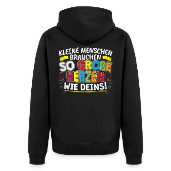 Erzieherinnen und Erzieher Geschenk Kindergärtner - Unisex Premium Bio Zip Hoodie - Schwarz - Hinten - Nico (187cm)