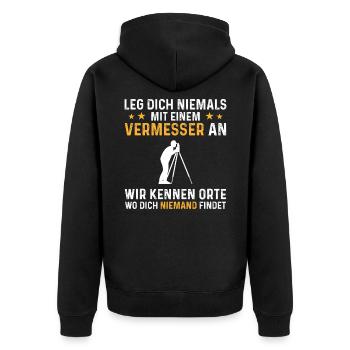Vermesser Orte Niemand Vermessungstechniker Landve - Unisex Premium Bio Zip Hoodie - Schwarz - Hinten - Nico (187cm)