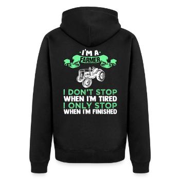 I'm farmer - Unisex Premium Organic Zip Hoodie - black - Back - Nico (187cm)