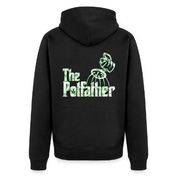 The Potfather | Gärtner Züchter Geschenk - Unisex Premium Bio Zip Hoodie - Schwarz - Hinten - Nico (187cm)