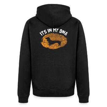 Dackel Dachshund - Unisex Premium Bio Zip Hoodie - Schwarz - Hinten - Nico (187cm)